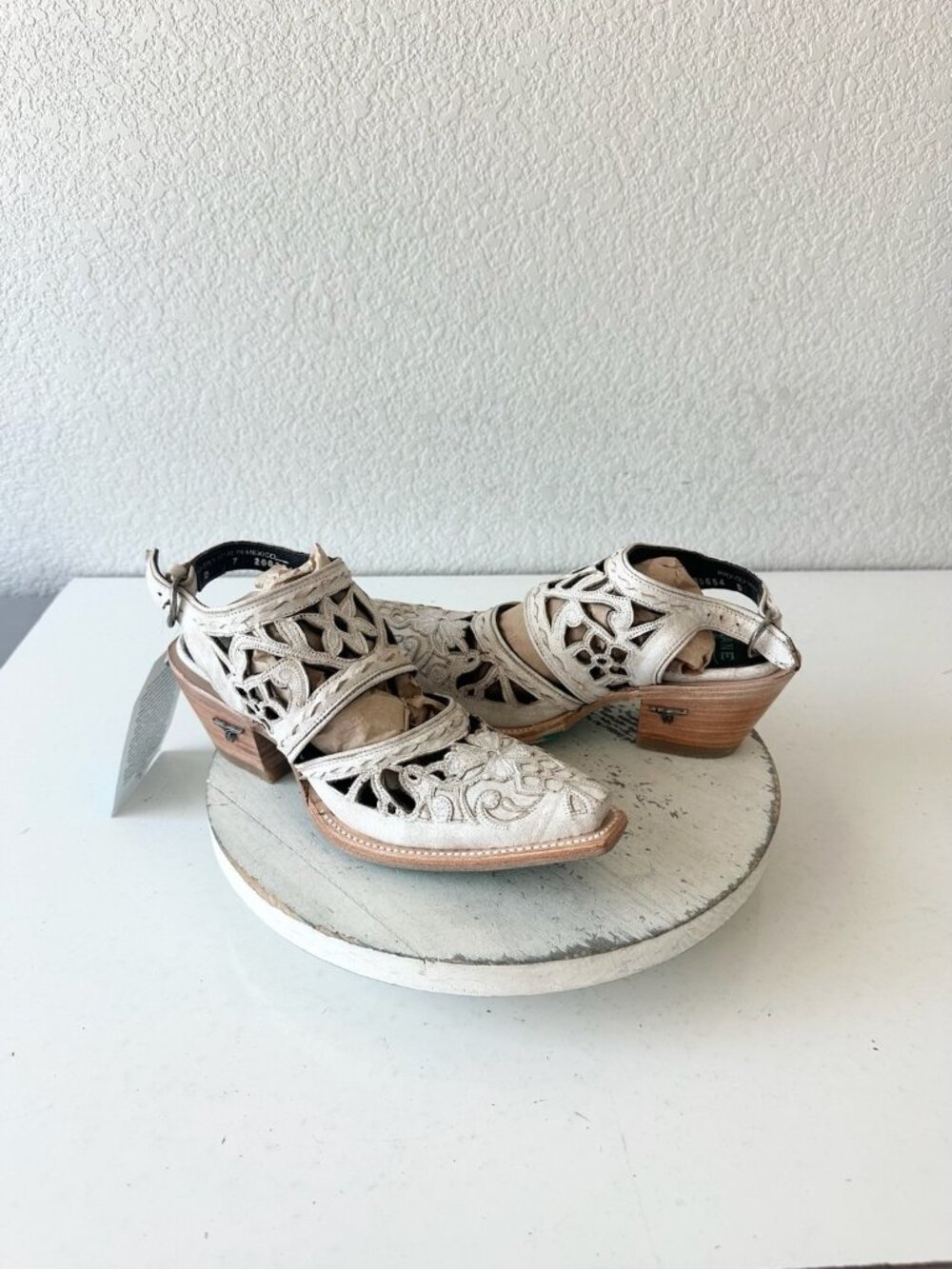 Cutout Leather Ankle Booties in White - Women's